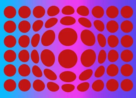 Red polka dot pattern with sphere coming out on blue pink and purple gradient Illustrazione stock