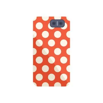 Red polka dot phone case protecting mobile device Stock Illustration