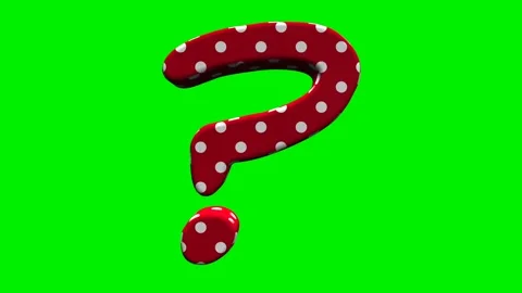 Red polka dot question mark on green screen background Stock Footage 345131647