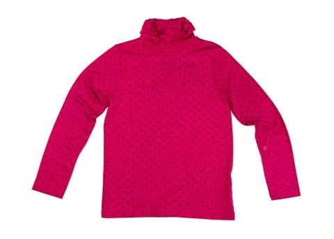 Red polka dot turtleneck. Isolate on white. Stock Photos