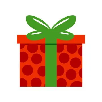 Red Polkadot Gift Box Vector Illustration Stock Illustration