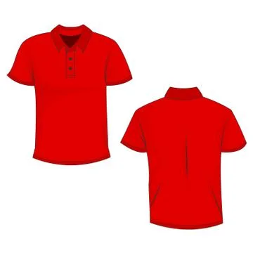 Red polo template in front, side and back views Stock Illustration