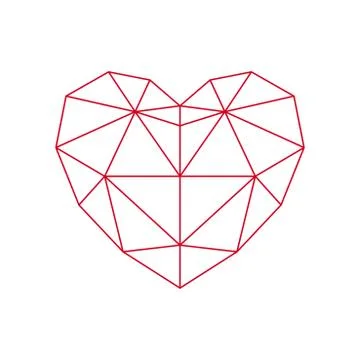 Red polygon heart - icon. Иллюстрация