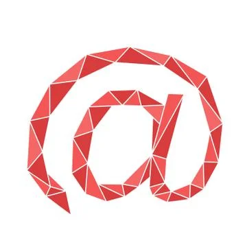 Red polygon at sign of email. Stock Illustration