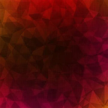 Red polygonal illustration, which consist of triangles with dots. Triangular  Stock Illustration