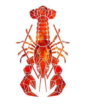 Red polygonal lobster Stock Illustration