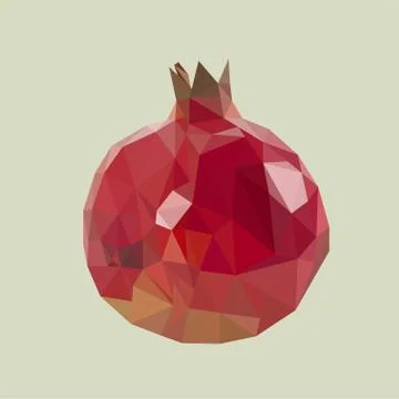 Red pomegranate fruit in Low poly style. Stock Illustration