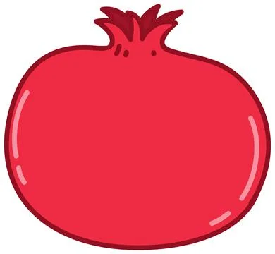 Red Pomegranate Fruit Vector Illustration in Cute Doodle Cartoon Style Stock Illustration