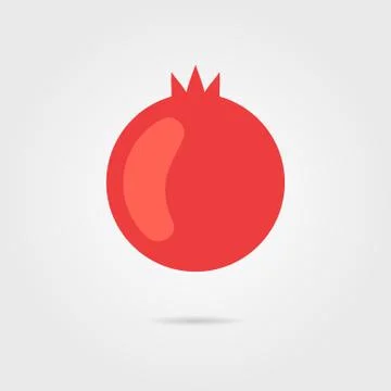 Red pomegranate icon with shadow Stock Illustration