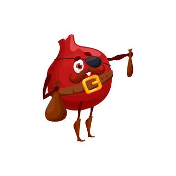 Red pomegranate pirate with eye patch emoticon Stock Illustration