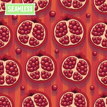 Red pomegranate. Seamless pattern Stock Illustration