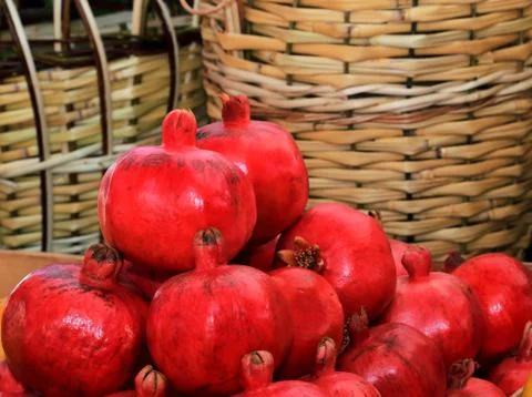 Red pomegranates Stock Photos