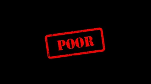 Red "POOR" Stamp Animation on Black, White, Green and Alpha Channel Stock Footage 117453442