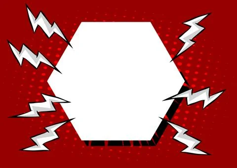 Red Pop Art Background with blank Hexagonal shape. Abstract Comic Book Vect.. Stock Illustration