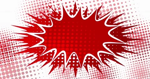 Red Pop Art Bubble on white half tone background Stock Footage 167296330