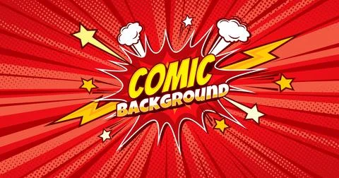 Red pop art comic background with comics bubble Stock Illustration