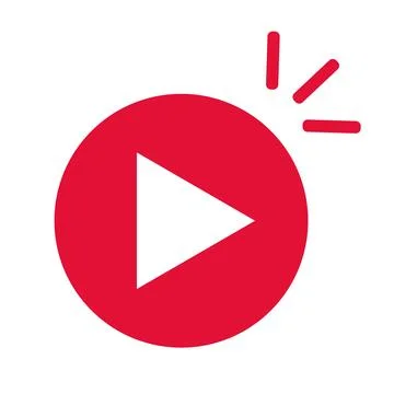 Red pop-up play button icon. Vector. Stock Illustration