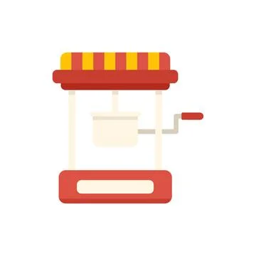 Red popcorn machine making fresh popcorn for a crowd Ilustración de archivo