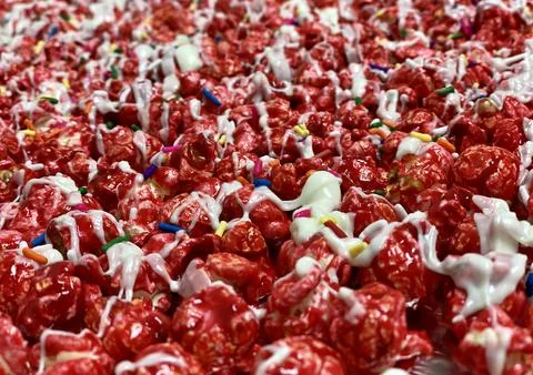 Red Popcorn 库存照片