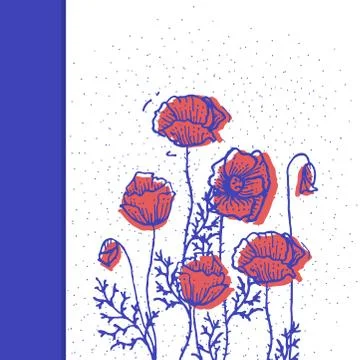 Red poppies print Stock Illustration