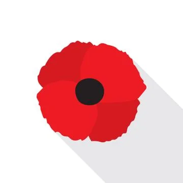 Red Poppy Flat Icon Stock Illustration