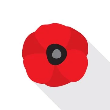 Red Poppy Flat Icon Stock Illustration