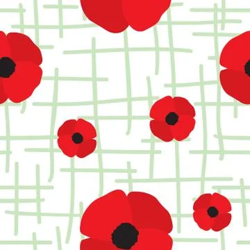 Red Poppy Seamless Pattern Stock Illustration
