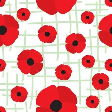 Red Poppy Seamless Pattern Stock Illustration