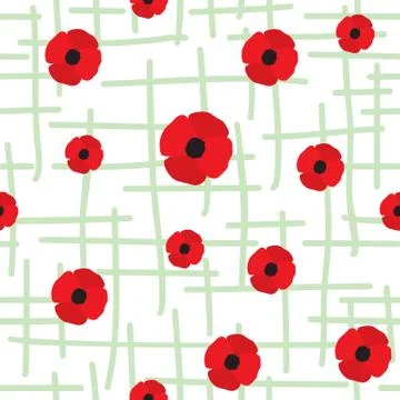 Red Poppy Seamless Pattern Stock-Illustration