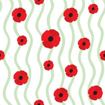 Red Poppy Seamless Pattern Stock-Illustration