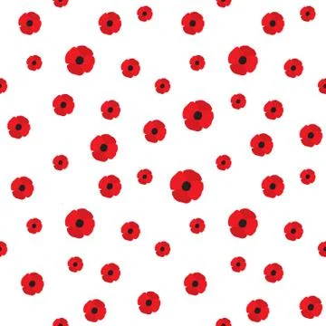 Red Poppy Seamless Pattern Stock Illustration