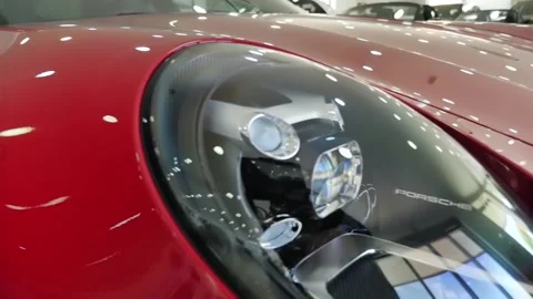 Red porsche front light Video stock 152838803