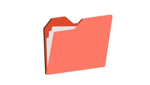 Red portfolio folder 3d icon. Information plastic file with documentation Stock Illustration