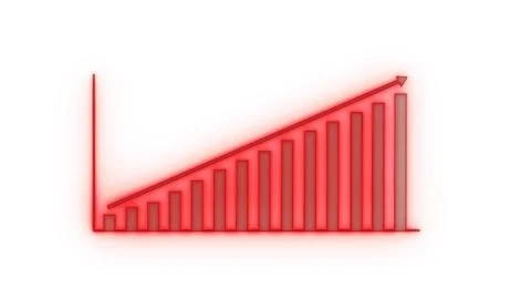 Red positive business graph chart white background Stock Illustration