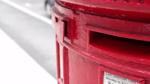 Red post box - close up - pan Video stock 80361778