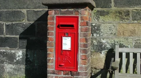 Red post box English Stock Footage 47662429