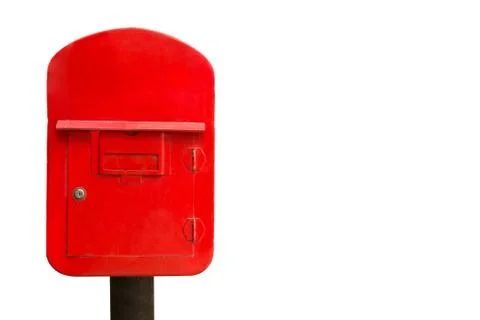 Red post box isolate on a white background. Stock Photos