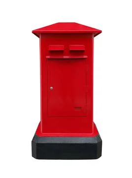 Red post box isolated on white background Stock Photos