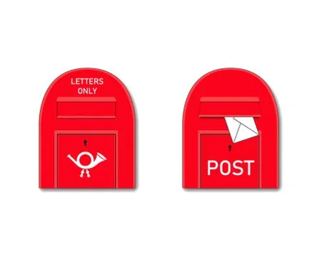 Red post box with letter. Vector Mail letter box with incoming message. Stock Illustration
