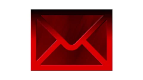 Red postal envelope in 2D graphics flies to the center of the composition Video stock 190500002
