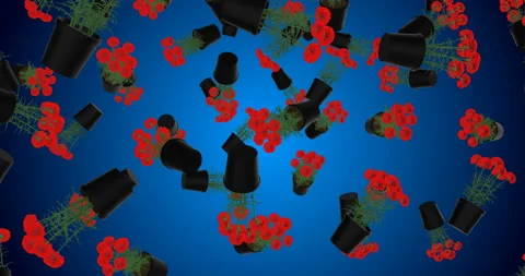 Red Potted Flowers falling slow motion Video stock 249783768