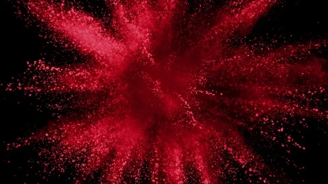 Red powder exploding on black background in super slow motion, shot with Phantom Stock Footage 84299817