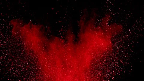 Red powder exploding on black background in super slow motion, shot with Phantom Video stock 84299954