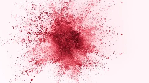 Red powder exploding on white background in super slow motion, shot with Phantom Stock Footage 84300113