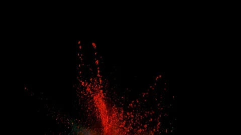 Red powder explosion. Slow motion with acceleration in vertical motion 動画素材 122451494