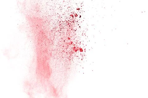 Red powder explosion on white background. Stock Photos