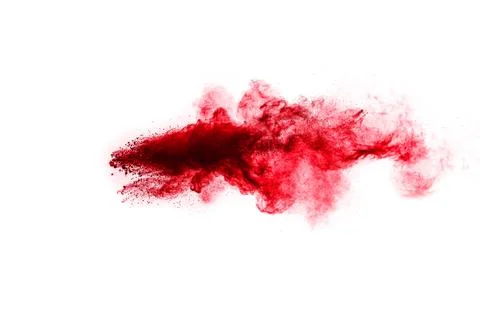 Red powder explosion on white background. Stock Photos