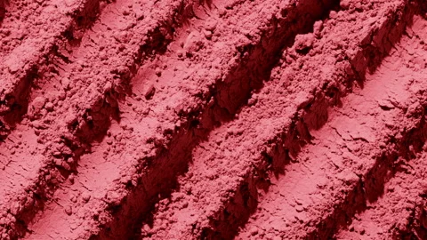 Red Powder Furrows with Dynamic Shadows for Blush Concept Stock Footage 335291080