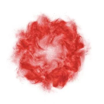 Red powdered explosion as a round frame. Stockfoto's