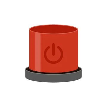 Red power button of cylinder shape to push and start or stop electricity supply Stock Illustration